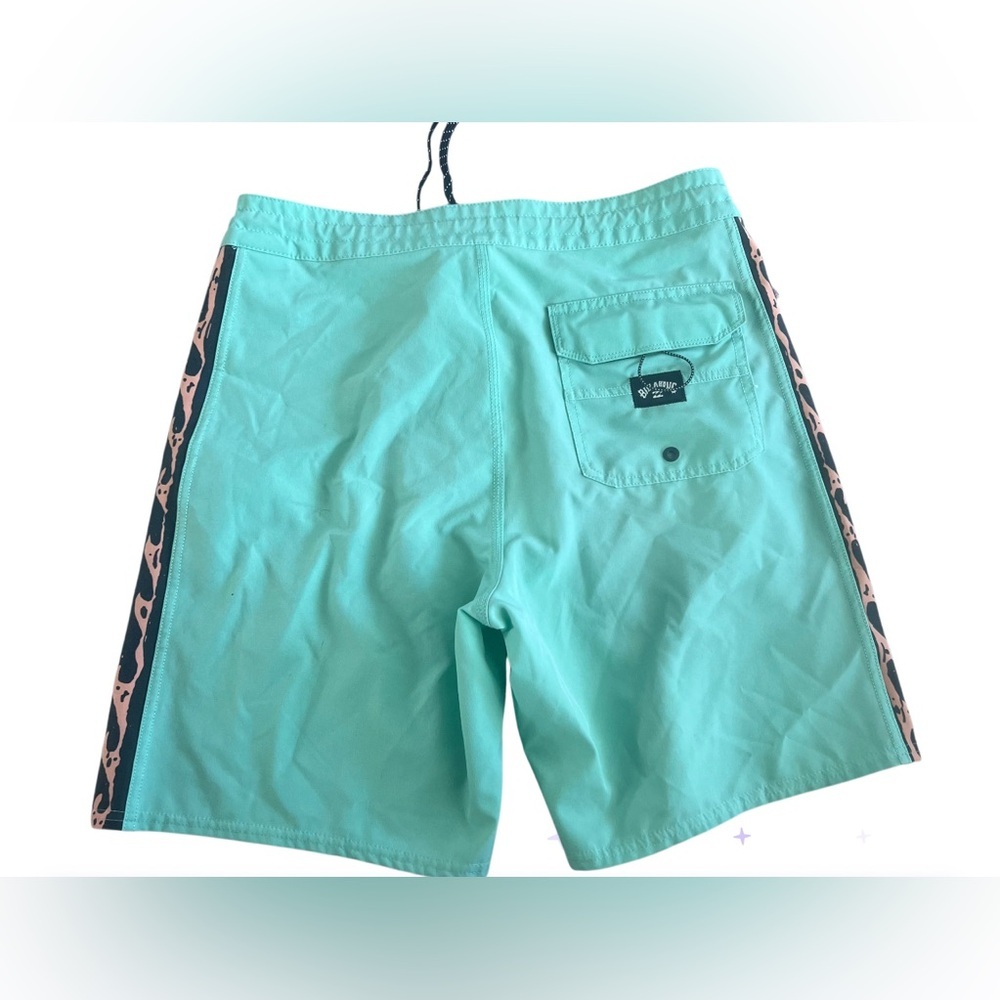 Billabong Men's Aqua Teal Boardshorts with Black Patterned Side Panels/Sz 30 - Picture 2 of 7